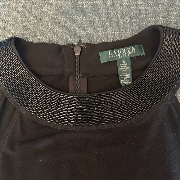 Ralph Lauren black sleeveless dress, beaded neckline Sz Petite small - Picture 2 of 5